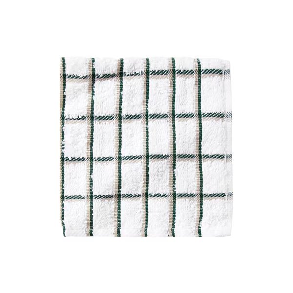 Café Check Dish Cloth White Ground/Hunter/Putty Check, Ritz, Mfr#: 9851148